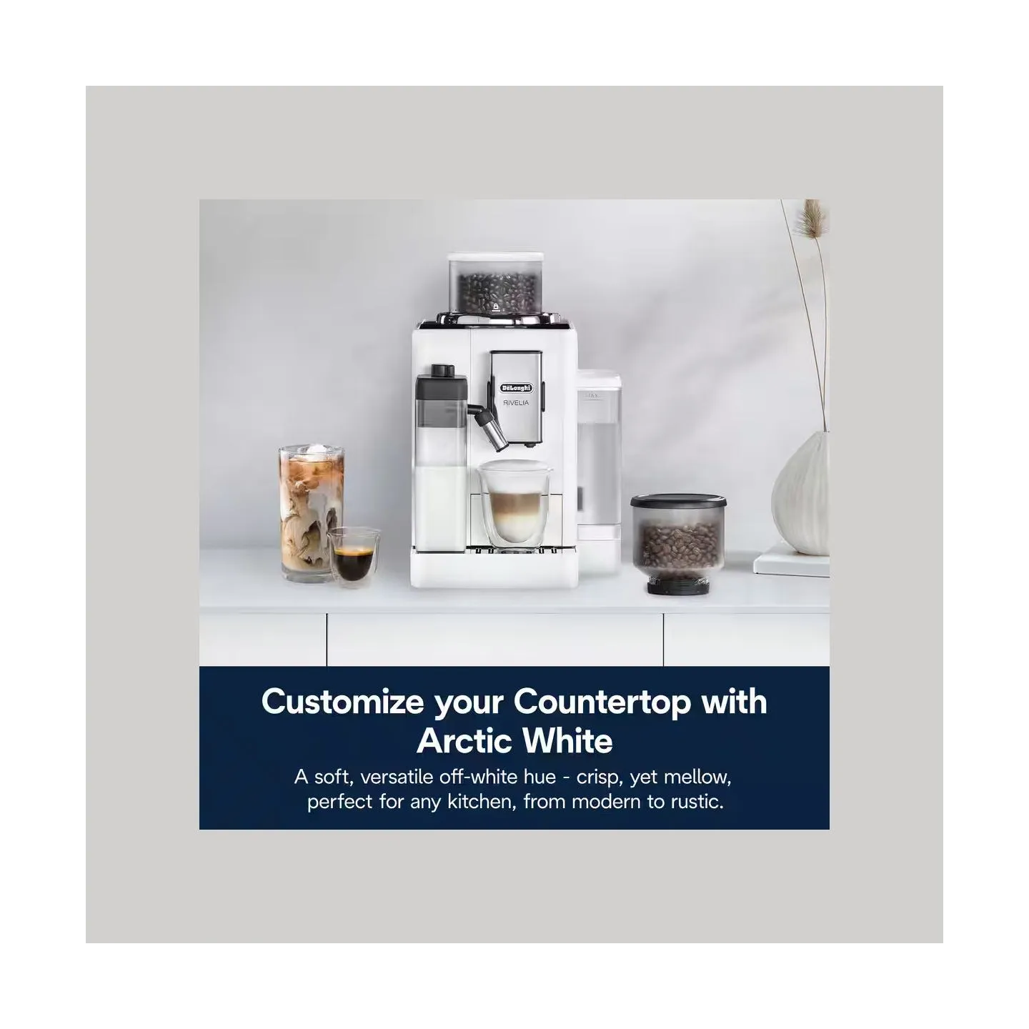 Delonghi | Coffee maker | Rivelia EXAM440.55.W | Pump pressure 19 bar | Built-in milk frother | Fully Automatic | 1450 W | Arcti