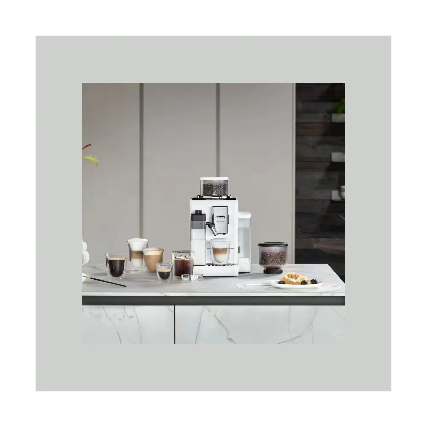 Delonghi | Coffee maker | Rivelia EXAM440.55.W | Pump pressure 19 bar | Built-in milk frother | Fully Automatic | 1450 W | Arcti