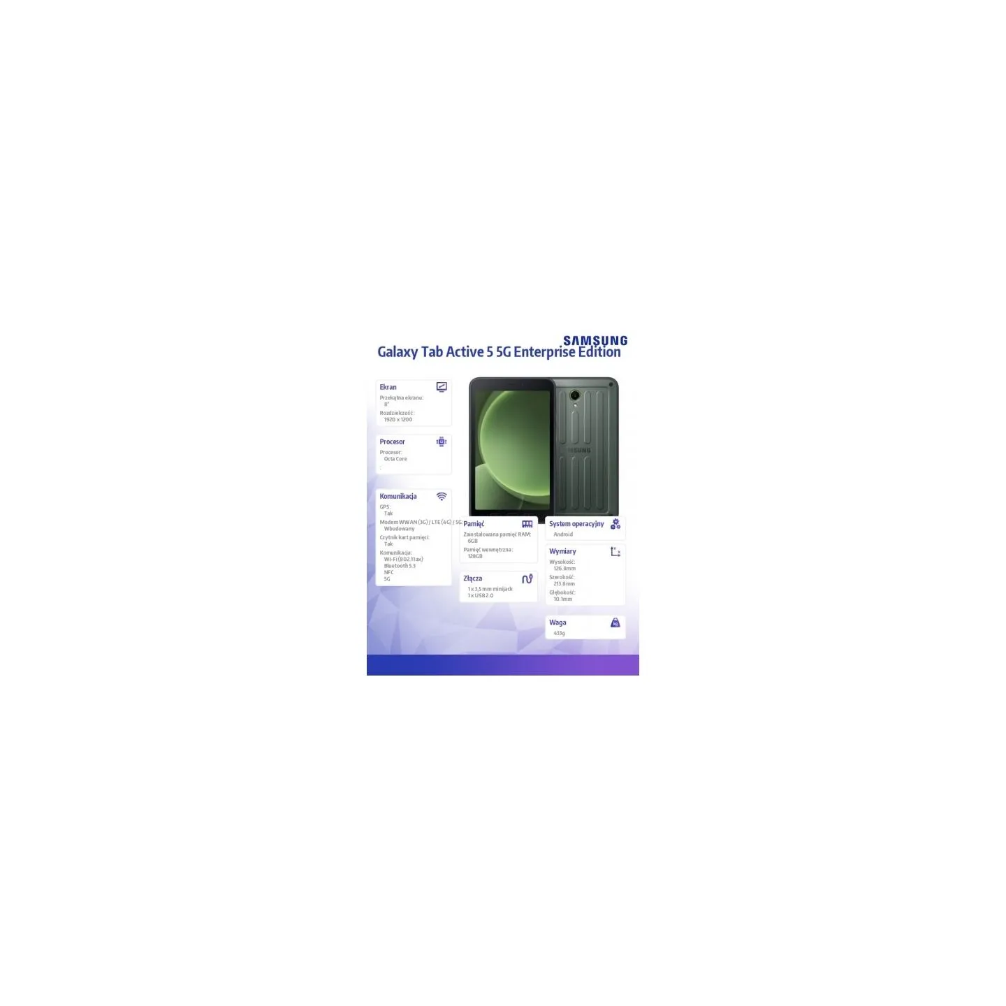 Samsung SM-X306B Tab Active5 8in 5G 128G