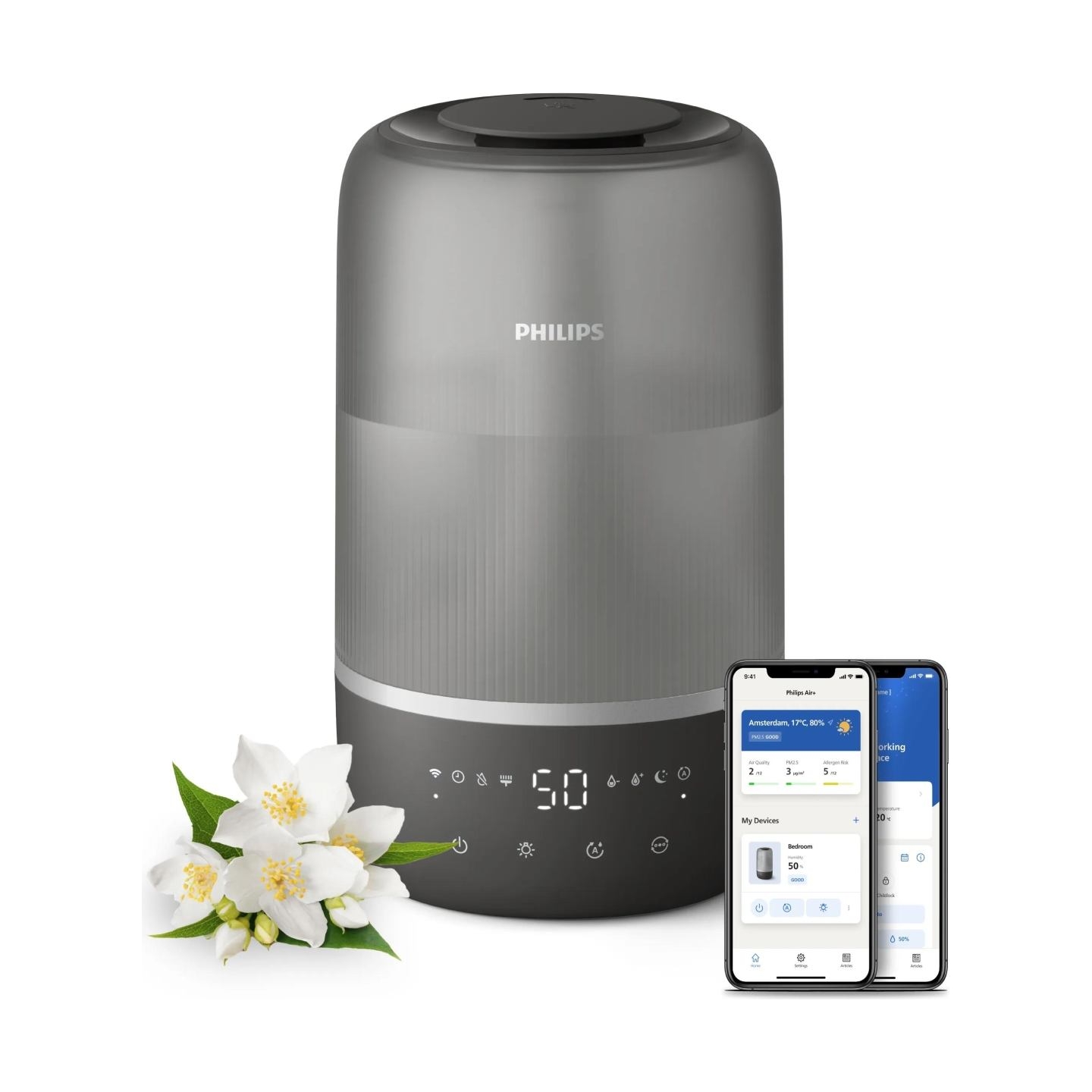Philips Humidifier Series 1000 Up to 41 m2 3 settings grey / HU1510/03