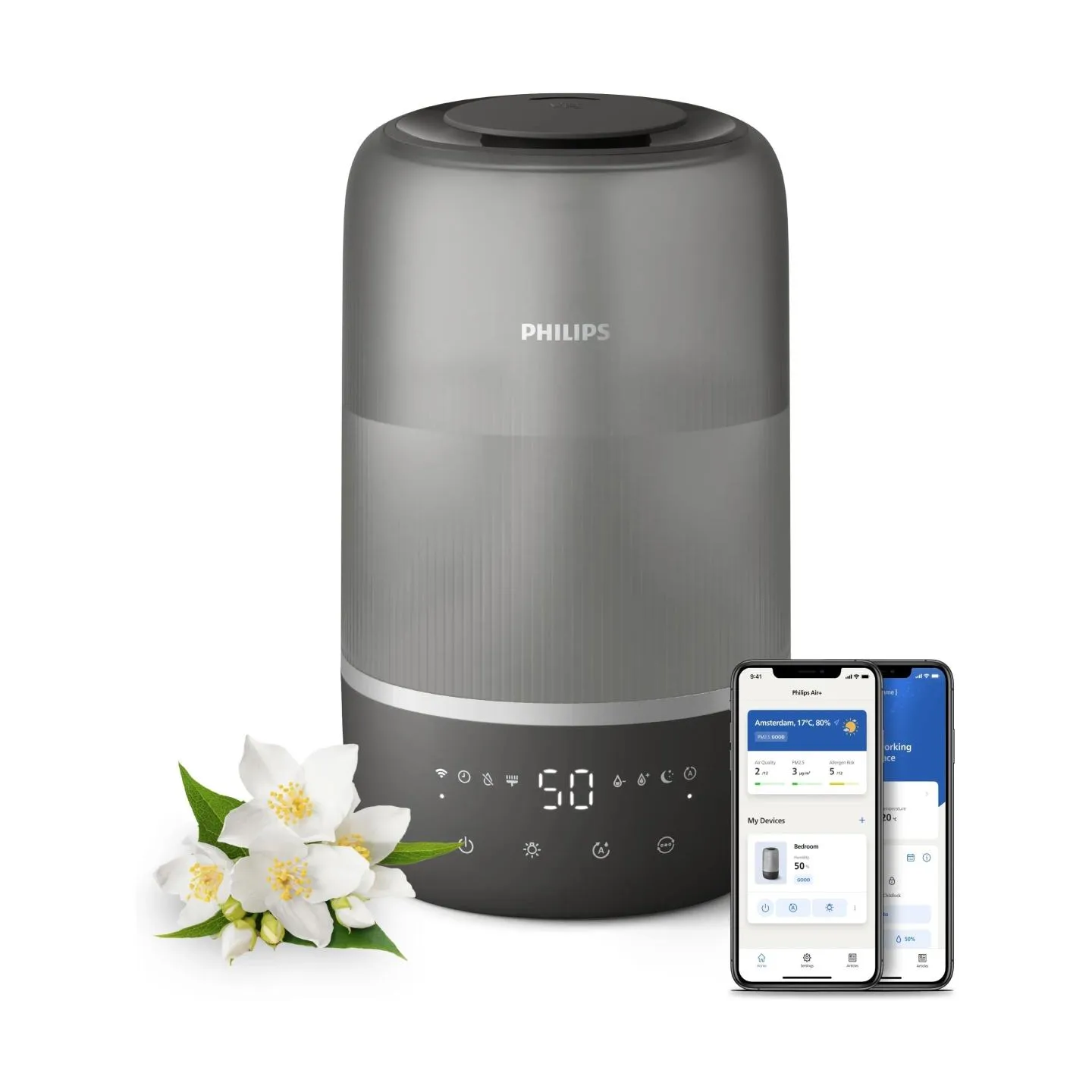Philips Humidifier Series 1000 Up to 41 m2 3 settings grey / HU1510/03
