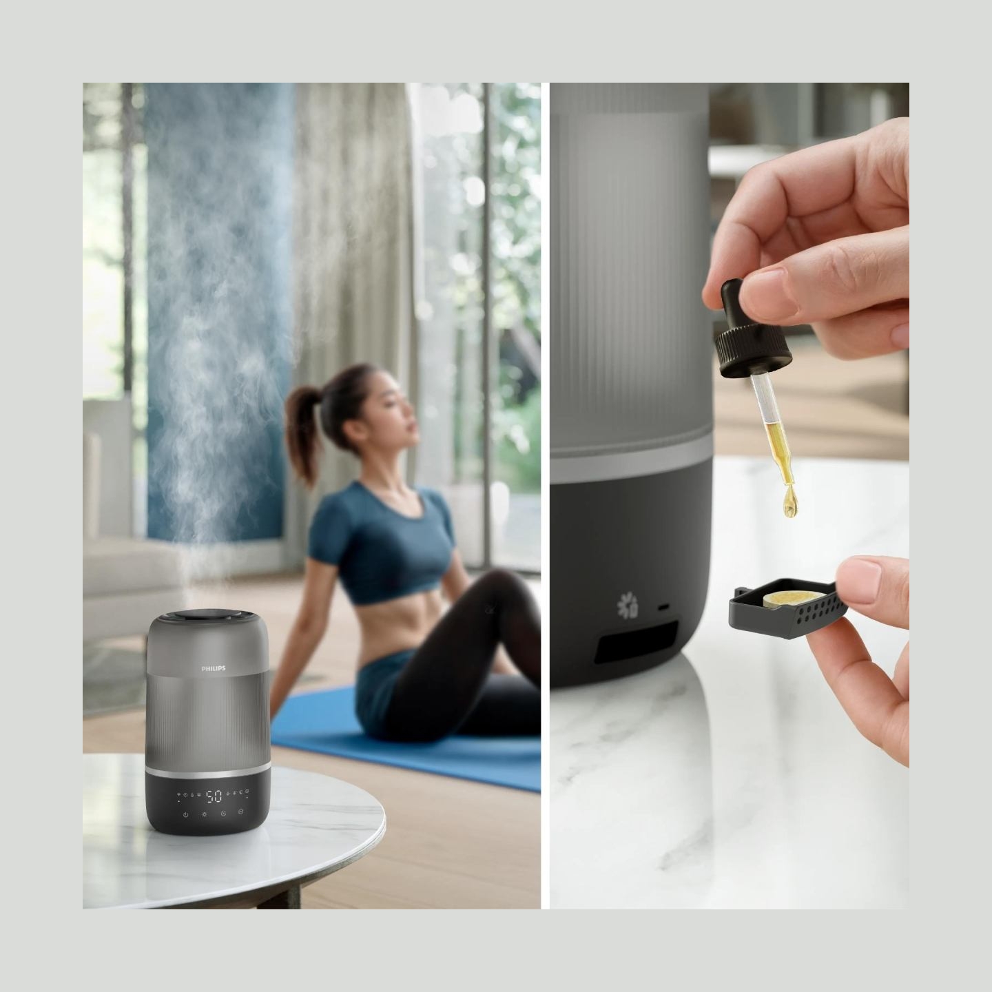 Philips Humidifier Series 1000 Up to 41 m2 3 settings grey / HU1510/03