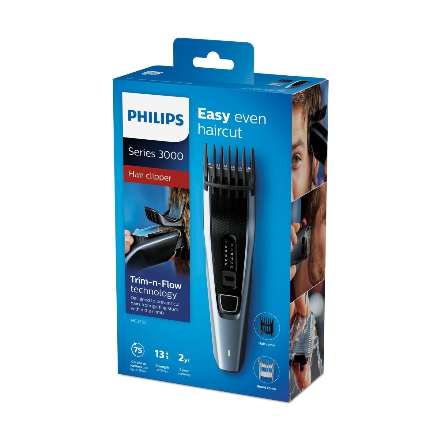 Philips 3000 series hair clipper HC3530/15 Stainless steel blades 13 length settings Corded / HC3530/15