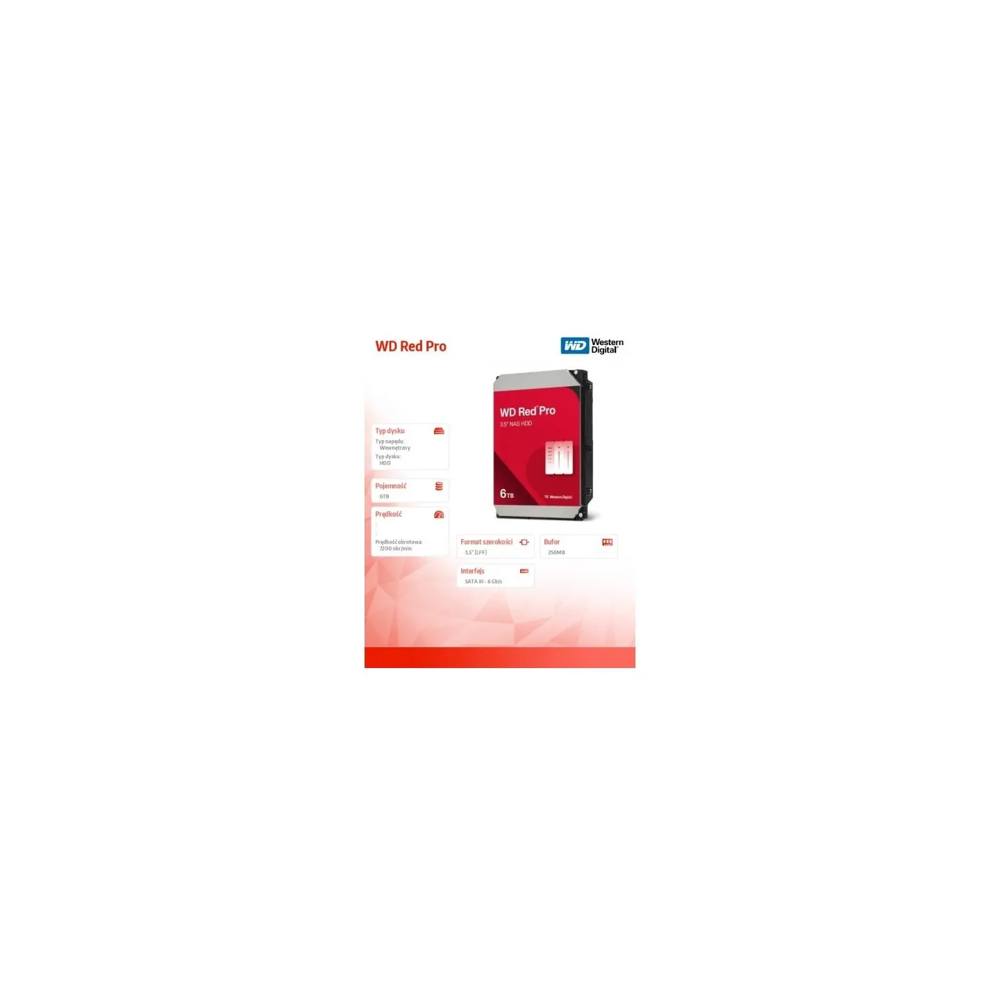 WD Red Pro 6TB 6Gb/s SATA HDD 3.5inch