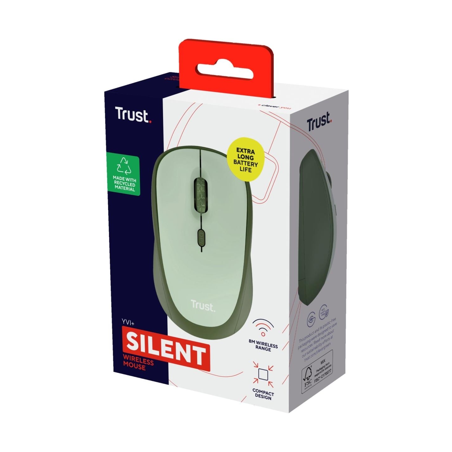 Trust MOUSE USB OPTICAL WRL YVI+/GREEN 24552 TRUST