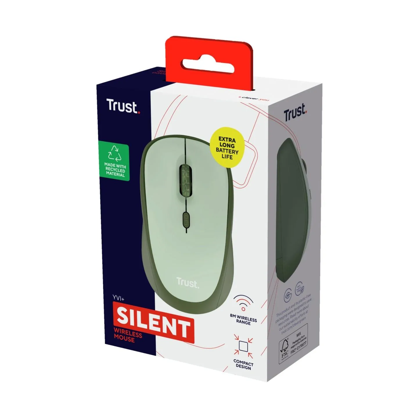 Trust MOUSE USB OPTICAL WRL YVI+/GREEN 24552 TRUST