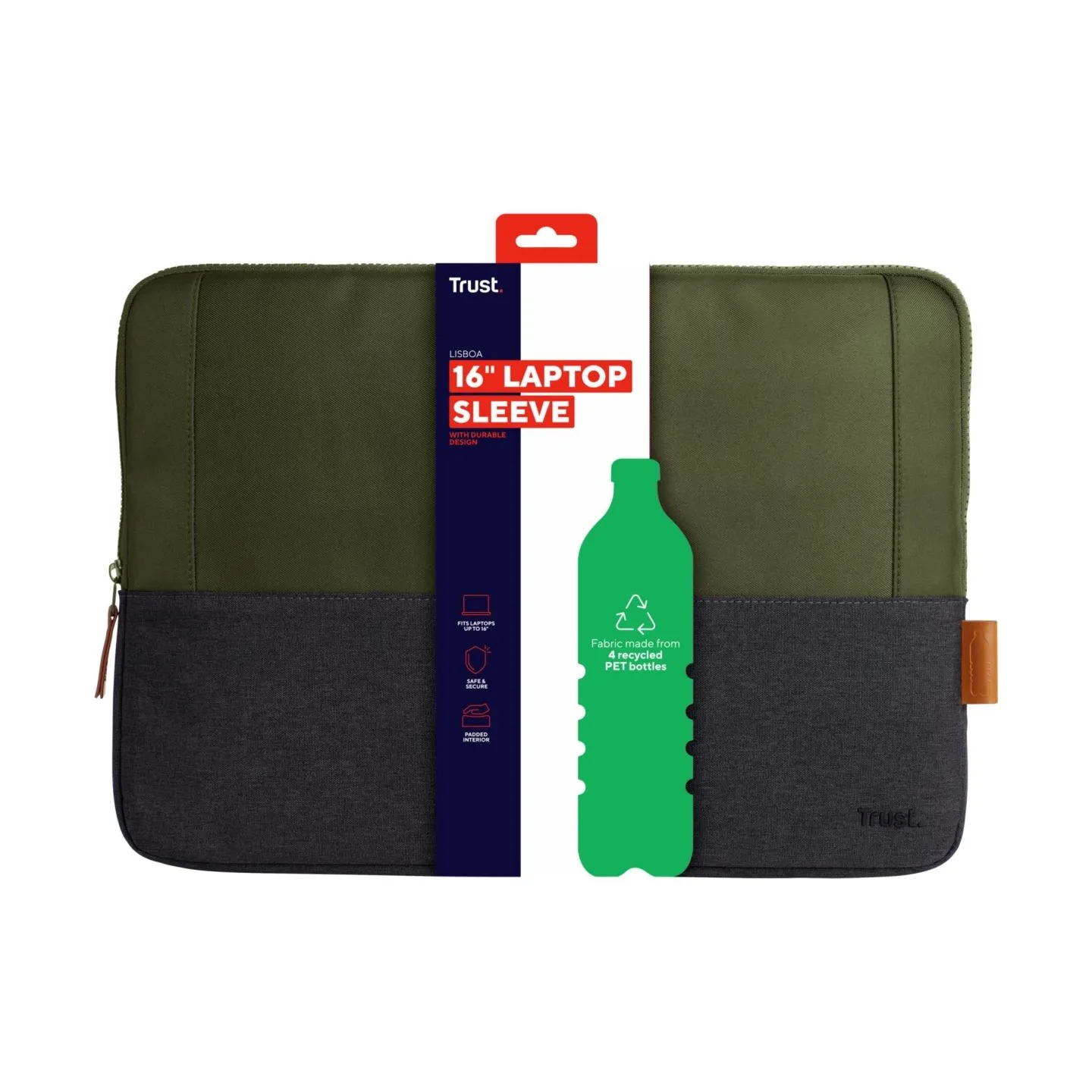 Trust NB SLEEVE 16" LISBOA/GREEN 25247 TRUST