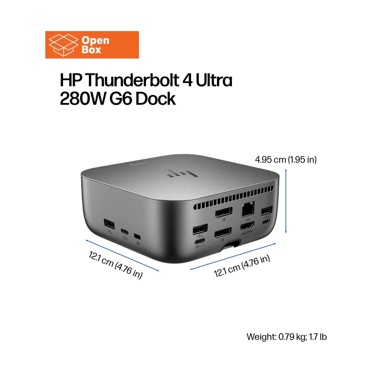 HP Thunderbolt 4 Ultra Dock - OPENBOX - G6 280W w/Combo Cable - 5x USB-A, 2x USB-C, 1x USB-C Thunderbolt 4, 2x DisplayPort, 1x H