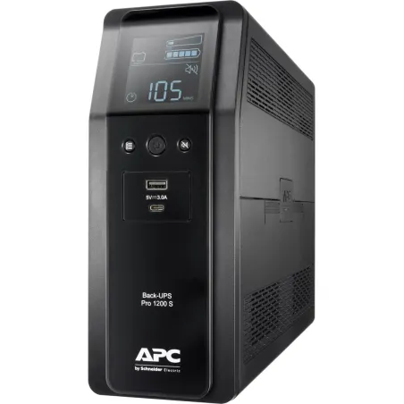 Schneider Electric APC Back-UPS Pro, tower, 230V, 8x IEC C13 outlets, sine wave, AVR, USB Type A+C ports, LCD, user-replaceable 