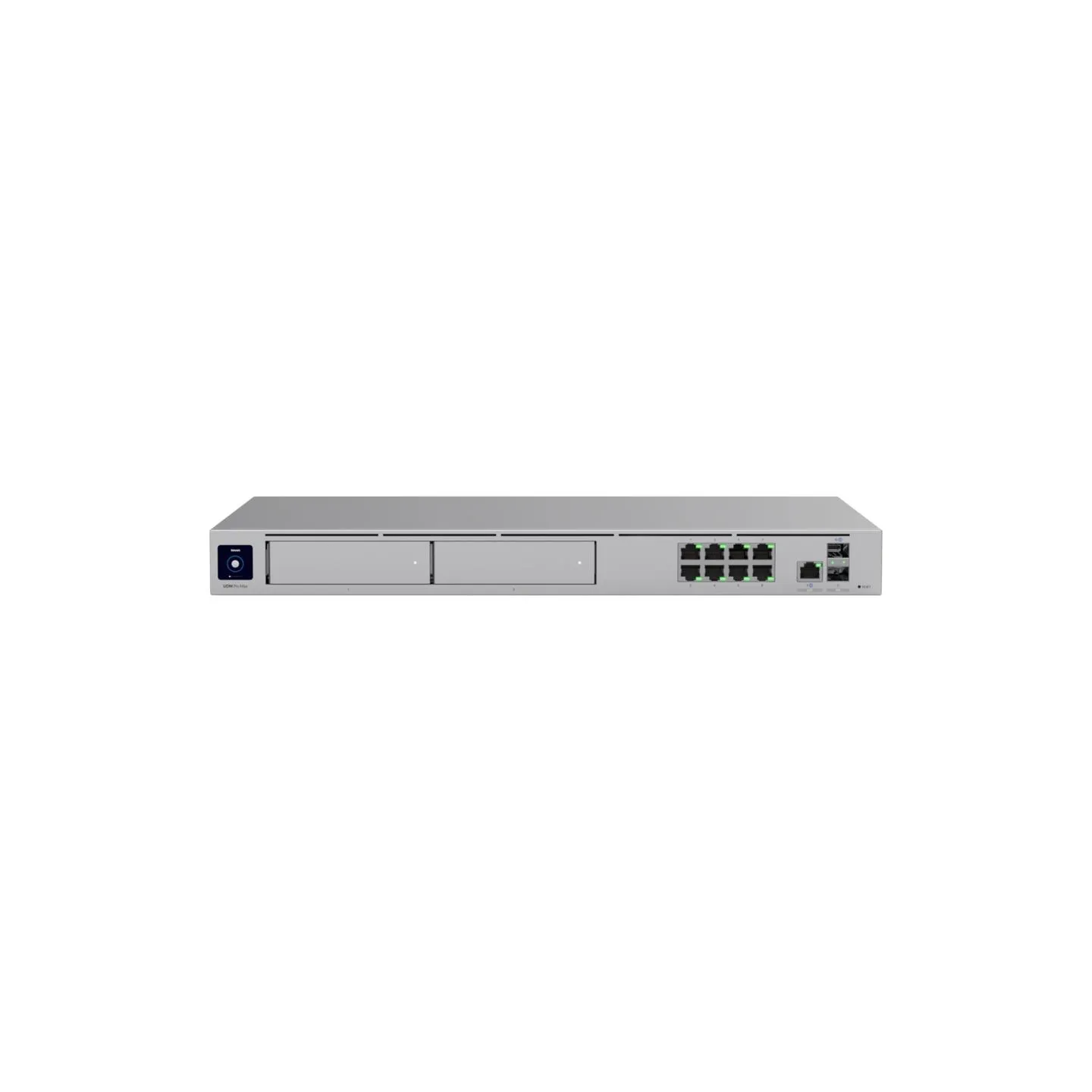 Ubiquiti rack-mount Cloud Gateway with 10 Gbps performance, multi-WAN load balancing, and two NVR drive bays designed for large-