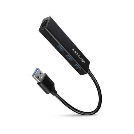 Axagon HMA-GL3A 3x USB-A + GLAN, USB3.2 Gen 1 hub, metal, 20cm USB-A cable