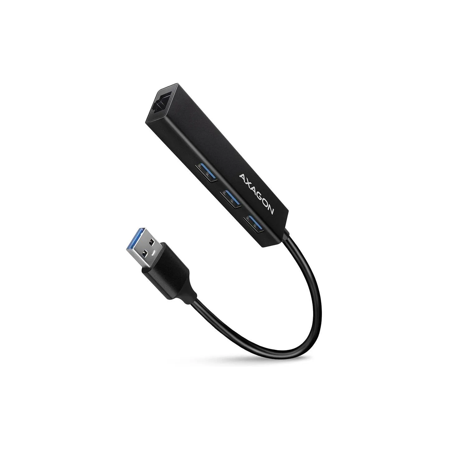 Axagon HMA-GL3A 3x USB-A + GLAN, USB3.2 Gen 1 hub, metal, 20cm USB-A cable