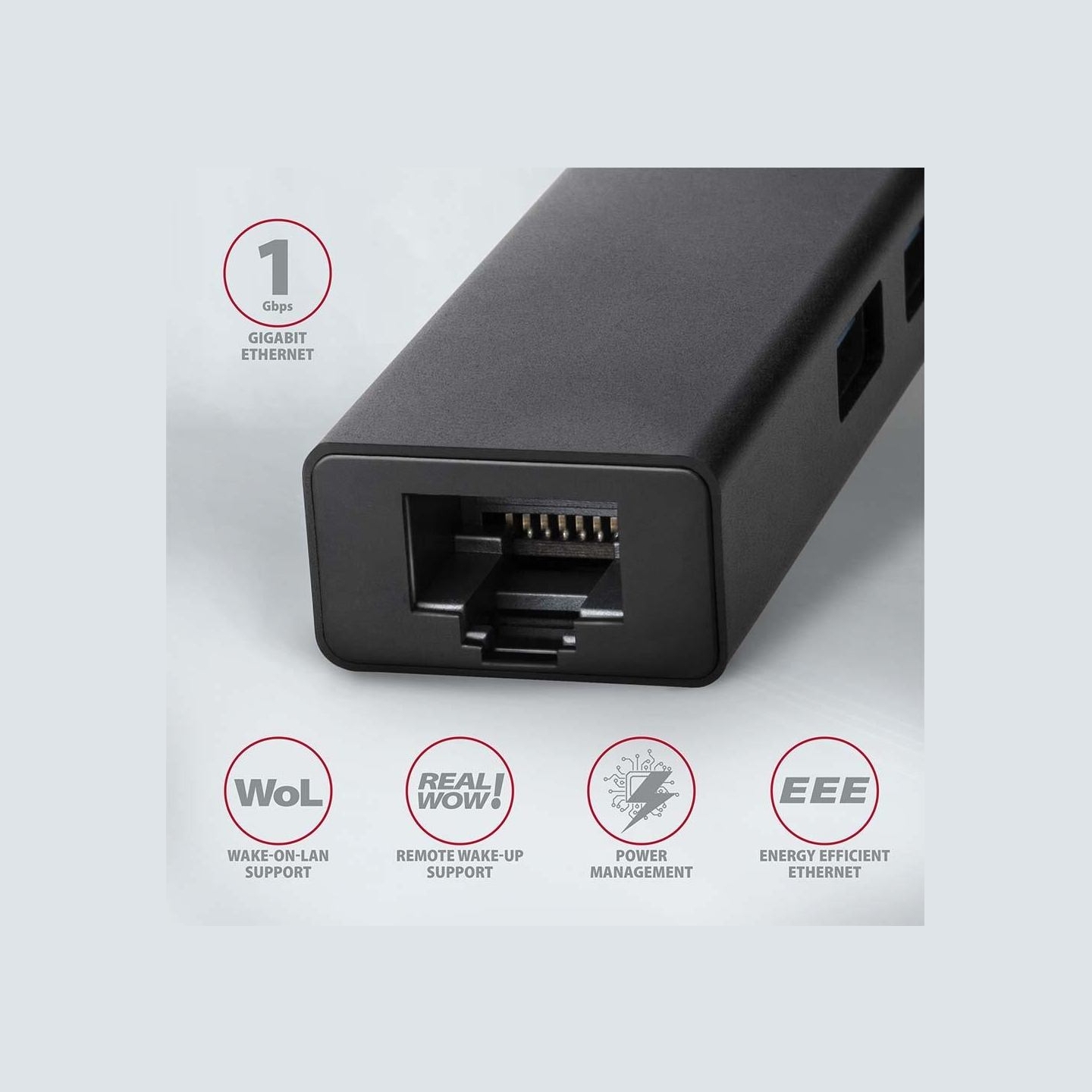 Axagon HMA-GL3A 3x USB-A + GLAN, USB3.2 Gen 1 hub, metal, 20cm USB-A cable