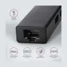 Axagon HMA-GL3A 3x USB-A + GLAN, USB3.2 Gen 1 hub, metal, 20cm USB-A cable