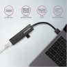 Axagon HMA-GL3A 3x USB-A + GLAN, USB3.2 Gen 1 hub, metal, 20cm USB-A cable