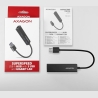 Axagon HMA-GL3A 3x USB-A + GLAN, USB3.2 Gen 1 hub, metal, 20cm USB-A cable