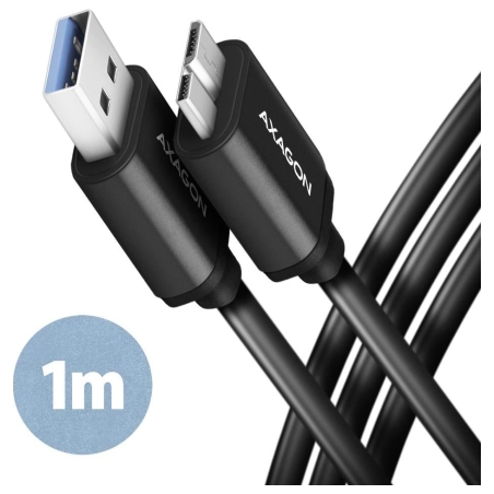 Axagon Data and charging USB 3.2 Gen1 cable length 1 m. 3A. Black.