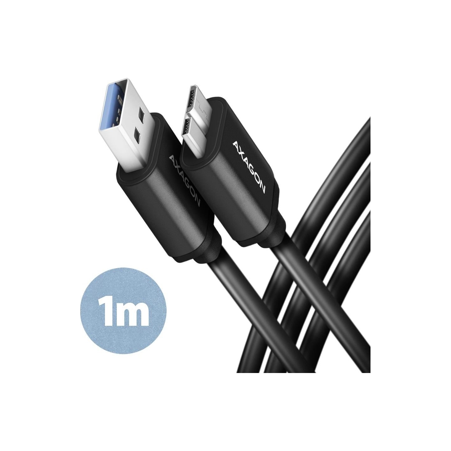 Axagon Data and charging USB 3.2 Gen1 cable length 1 m. 3A. Black.