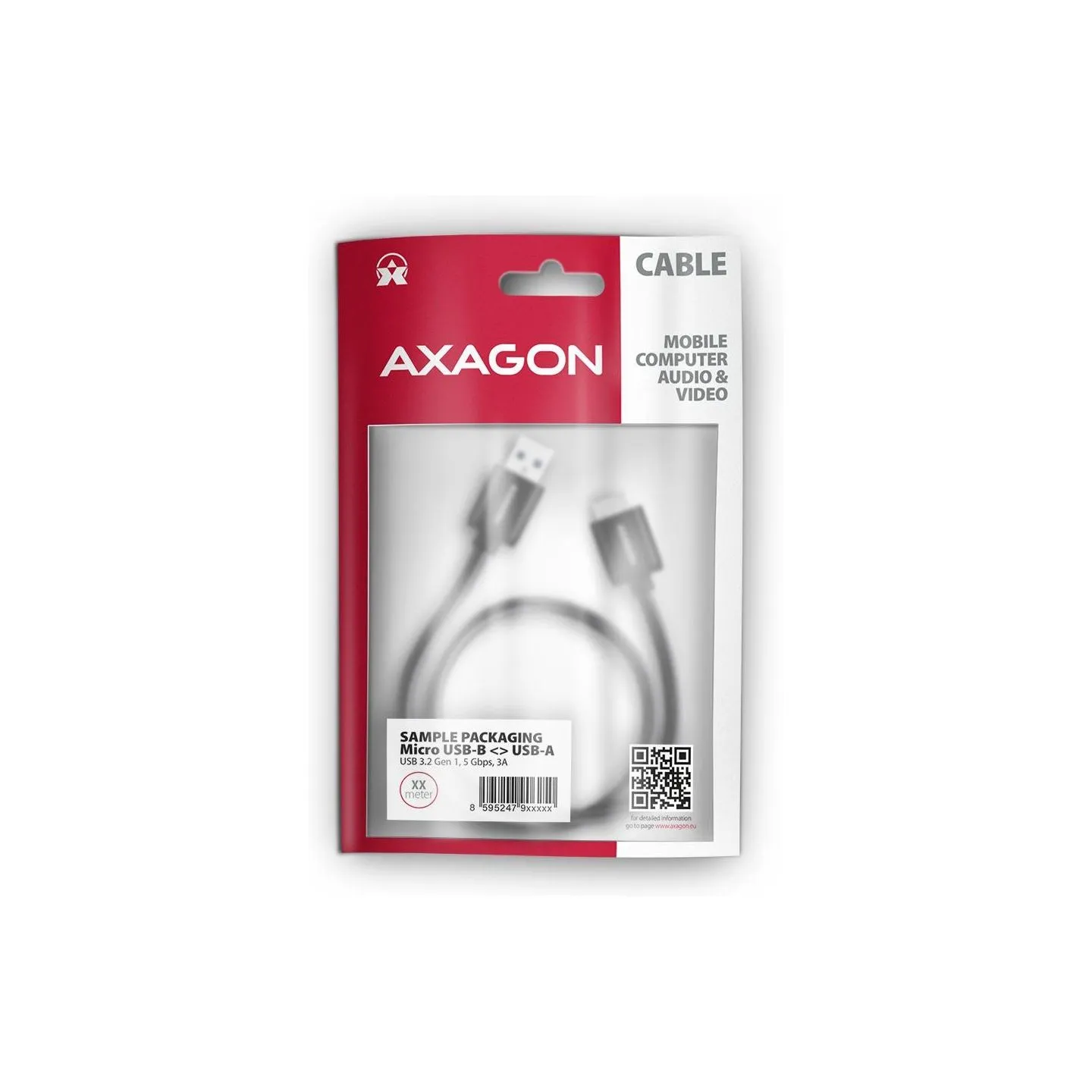Axagon Data and charging USB 3.2 Gen1 cable length 1 m. 3A. Black.