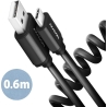 Axagon Data and charging USB 2.0 cable lengh 0.6m. 3A. Black twisted.