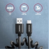 Axagon Data and charging USB 2.0 cable lengh 0.6m. 3A. Black twisted.