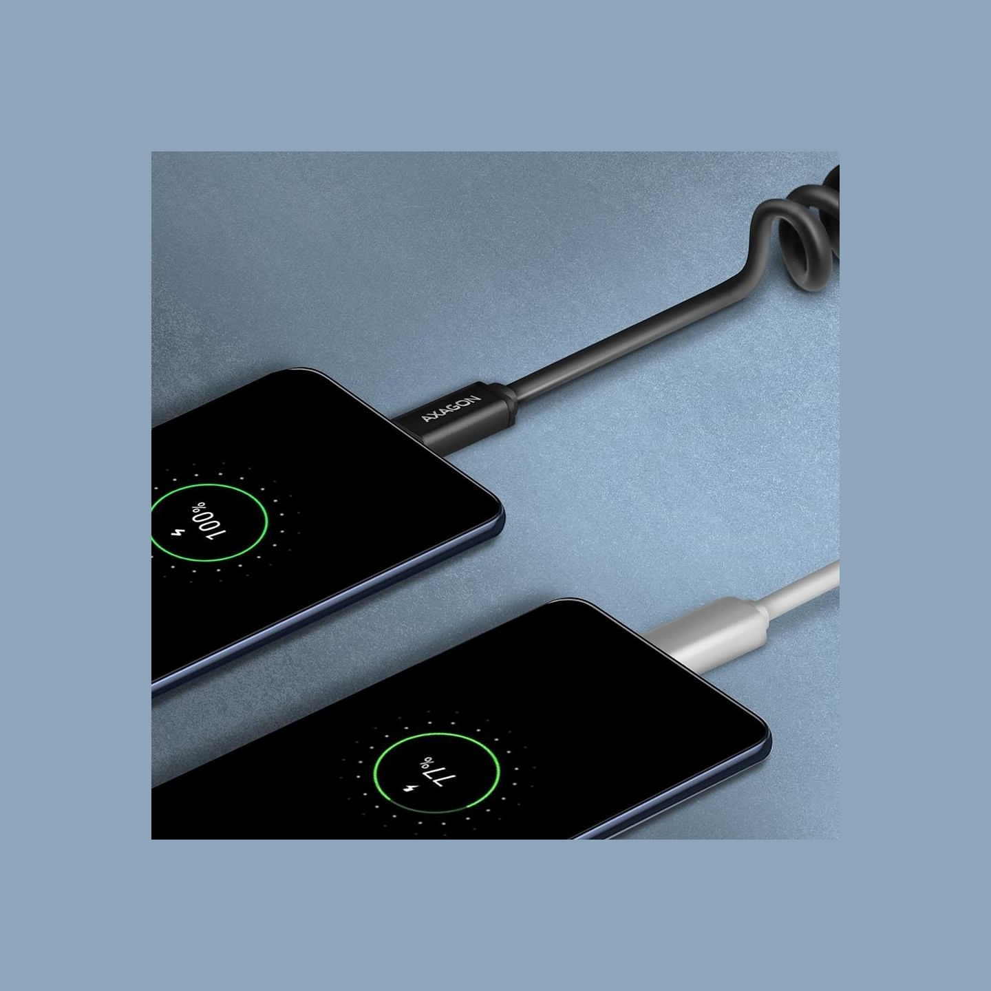 Axagon Data and charging USB 2.0 cable lengh 0.6m. 3A. Black twisted.