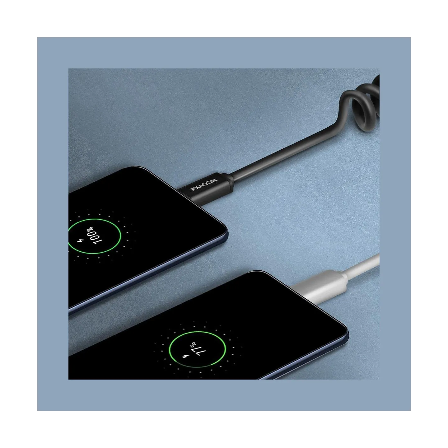 Axagon Data and charging USB 2.0 cable lengh 0.6m. 3A. Black twisted.