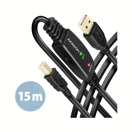 Axagon ADR-215B Active connection USB 2.0 A-M > B-M cable, 15 m long. Power supply option.