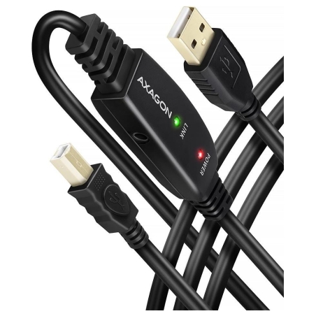 Axagon ADR-215B Active connection USB 2.0 A-M > B-M cable, 15 m long. Power supply option.