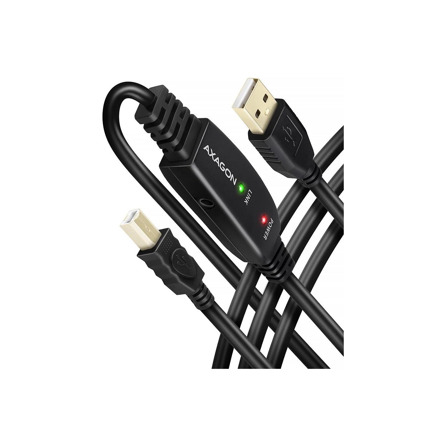 Axagon ADR-215B Active connection USB 2.0 A-M > B-M cable, 15 m long. Power supply option.