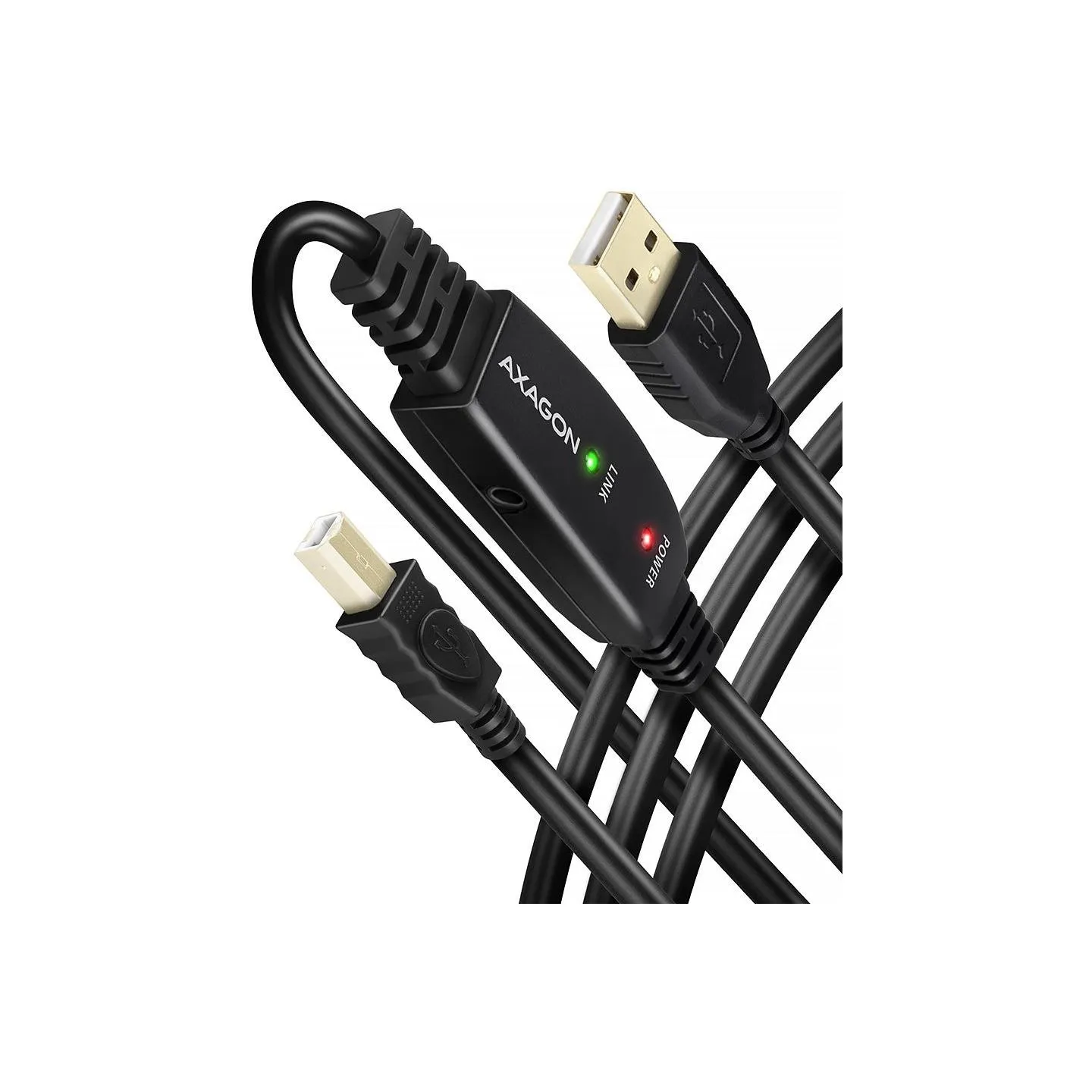 Axagon ADR-215B Active connection USB 2.0 A-M > B-M cable, 15 m long. Power supply option.