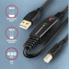 Axagon ADR-215B Active connection USB 2.0 A-M > B-M cable, 15 m long. Power supply option.