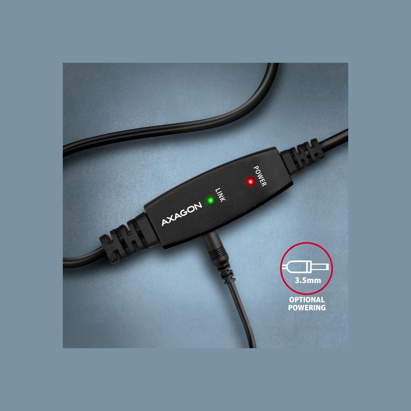 Axagon ADR-215B Active connection USB 2.0 A-M > B-M cable, 15 m long. Power supply option.