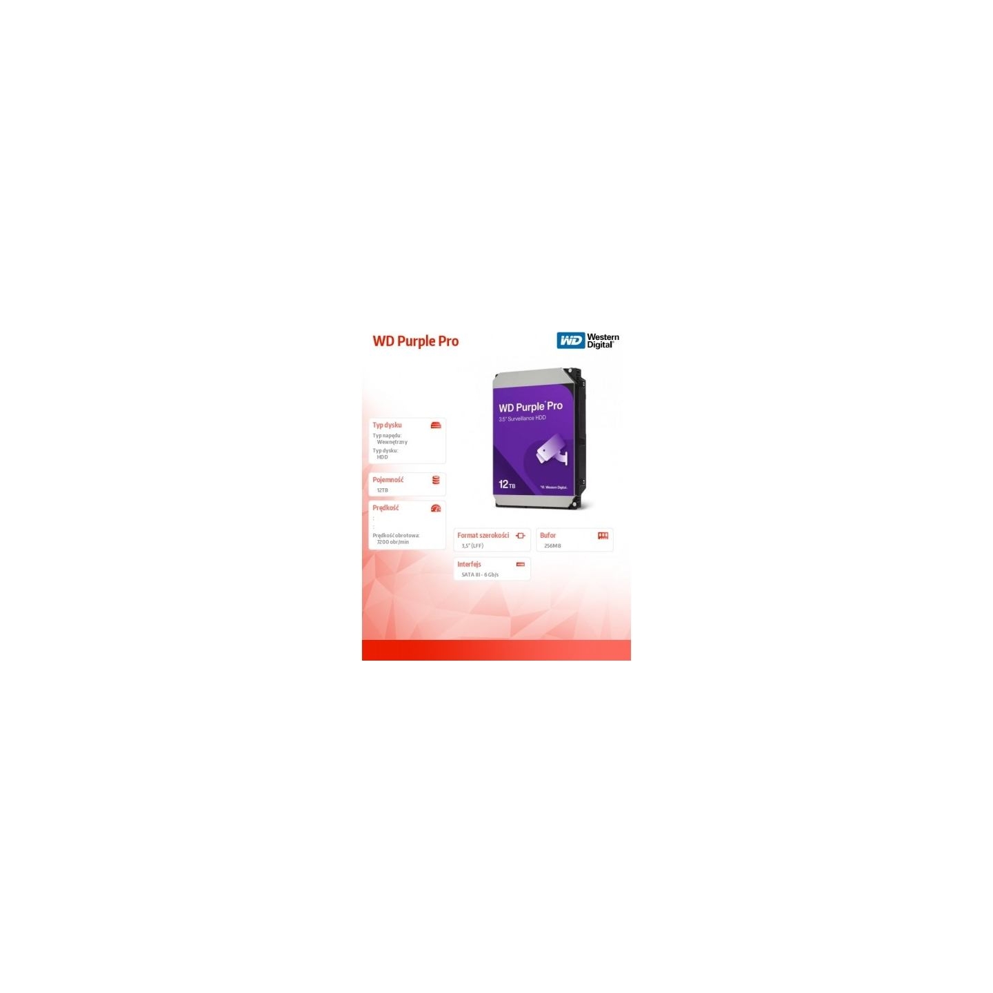 WD Purple Pro 12TB SATA 6Gb/s 3.5inch