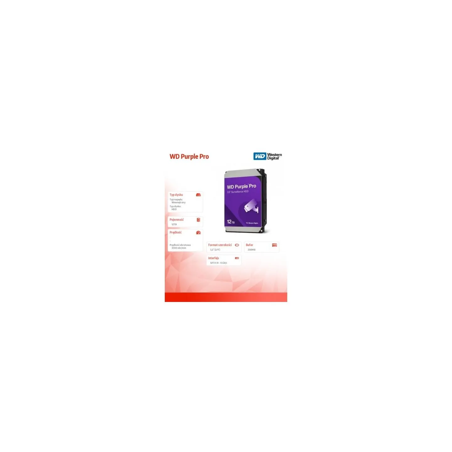 WD Purple Pro 12TB SATA 6Gb/s 3.5inch