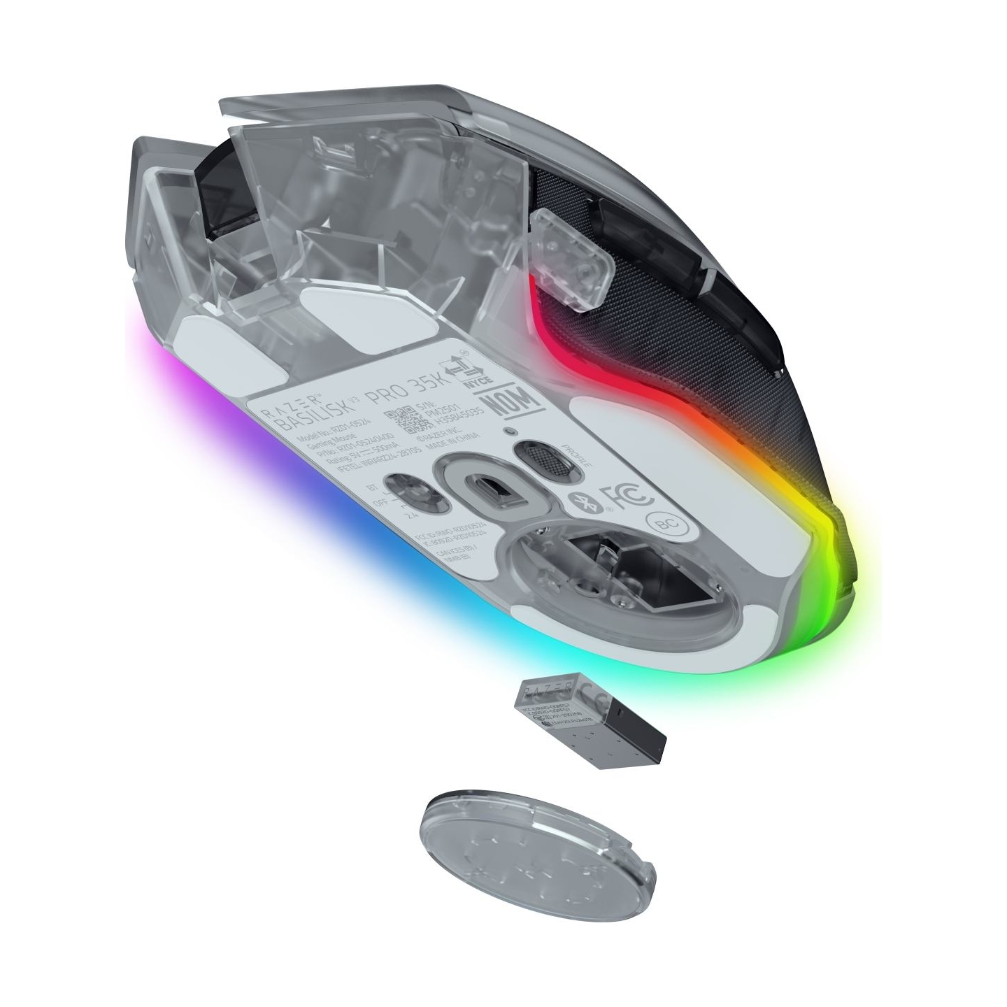 Razer Basilisk V3 Pro 35K Wireless Gaming Mouse RF Wireless+Bluetooth+USB-A 35000 DPI, Phantom White / RZ01-05240400-R3G1