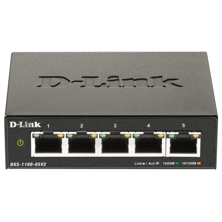 D-Link | Smart Managed Switch | DGS-1100-05V2/E | Managed L2 | Rackmountable | Gigabit Ethernet (copper) ports quantity 5