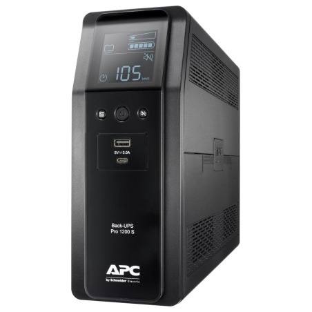 Schneider Electric APC Back-UPS Pro, tower, 230V, 8x IEC C13 outlets, sine wave, AVR, USB Type A+C ports, LCD, user-replaceable 