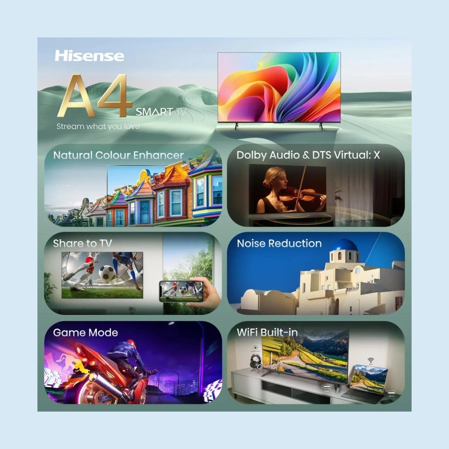 Hisense TV | 32A4S | 32 | Smart TV | VIDAA Smart OS | HD | Black
