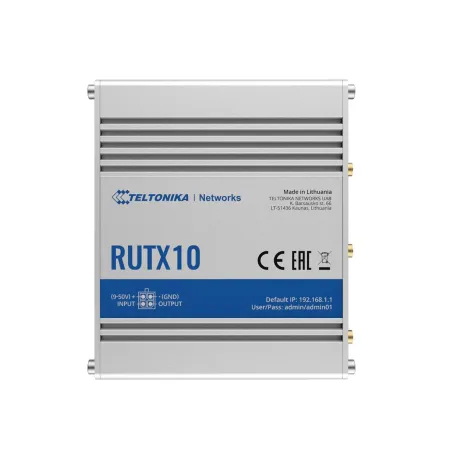 Teltonika | Industrial Router | RUTX10 | 802.11ac | 867 Mbit/s | 10/100/1000 Mbit/s | Ethernet LAN (RJ-45) ports 4 | Mesh Suppor