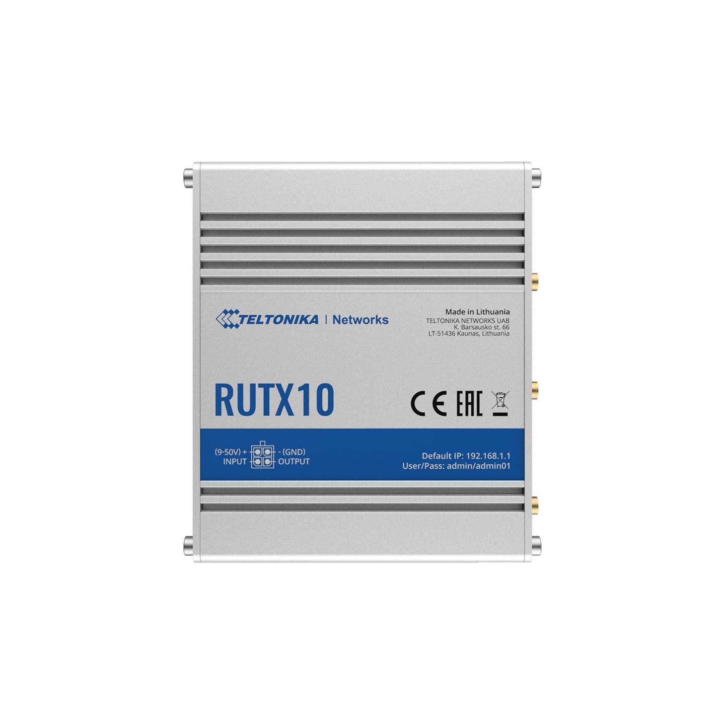 Teltonika | Industrial Router | RUTX10 | 802.11ac | 867 Mbit/s | 10/100/1000 Mbit/s | Ethernet LAN (RJ-45) ports 4 | Mesh Suppor