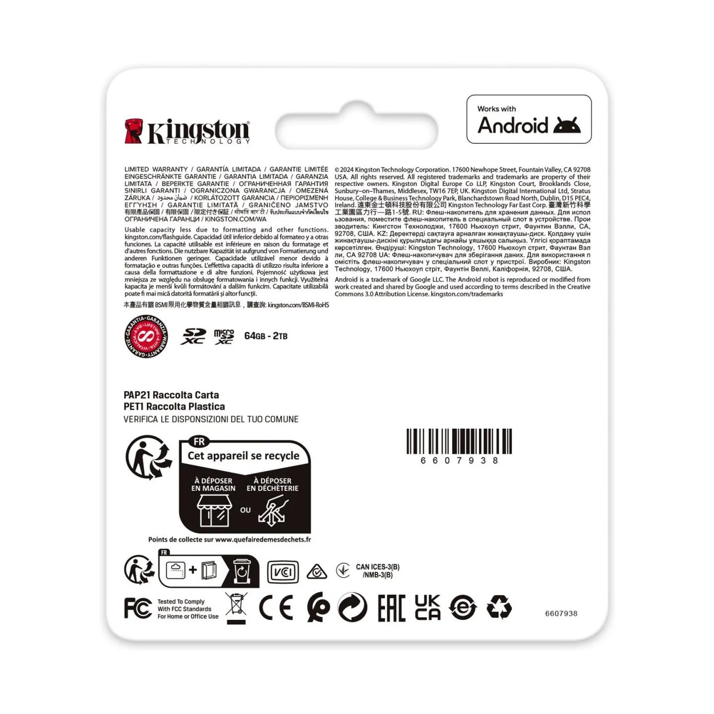 Kingston MEMORY MICRO SDXC 64GB UHS-I/1PACK SDCG4/64GBSP KINGSTON