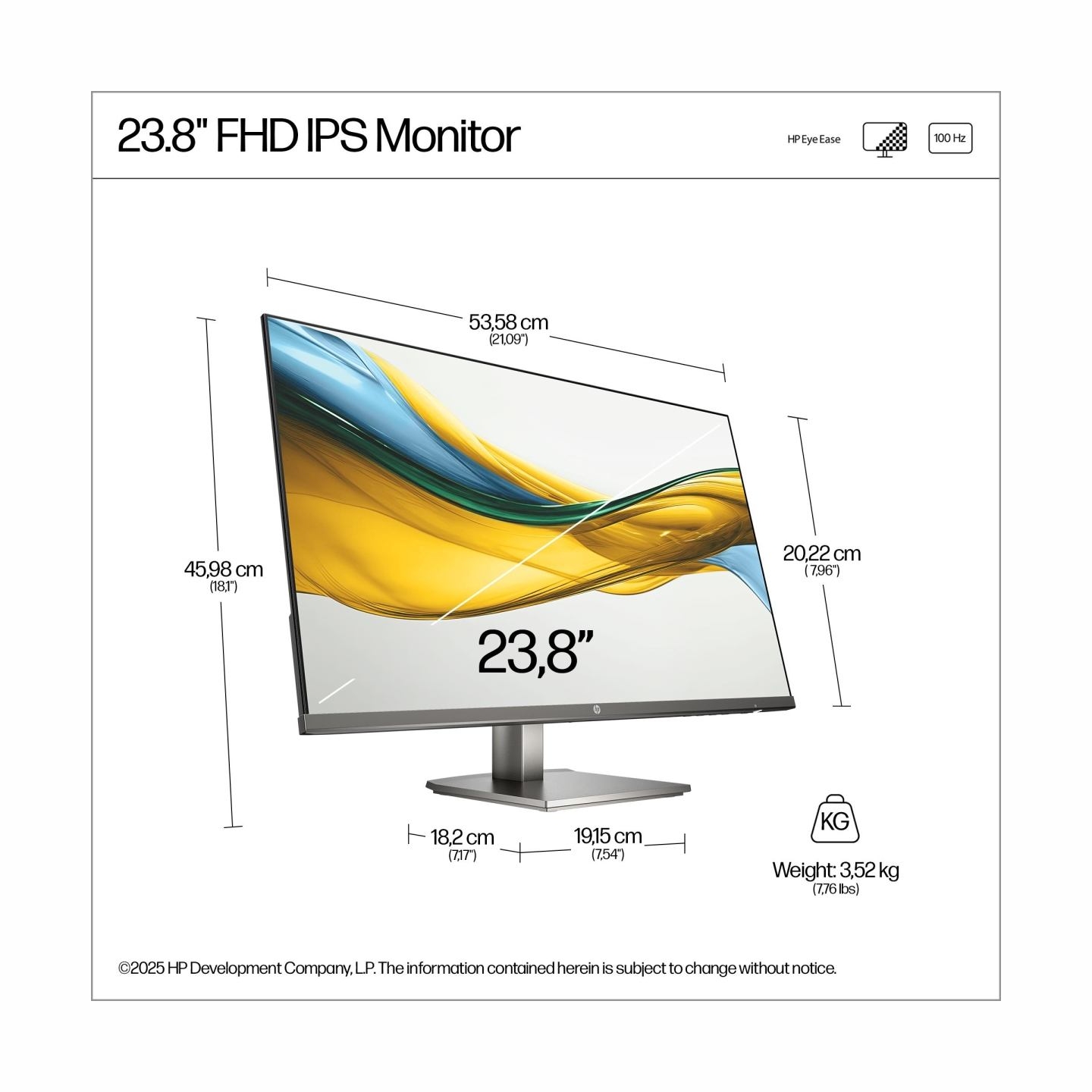 HP LCD Monitor|HP|23.8 "|1920 x 1080 pixels|Full HD|Native aspect ratio 16:9|LCD|Flat|B11W5AT