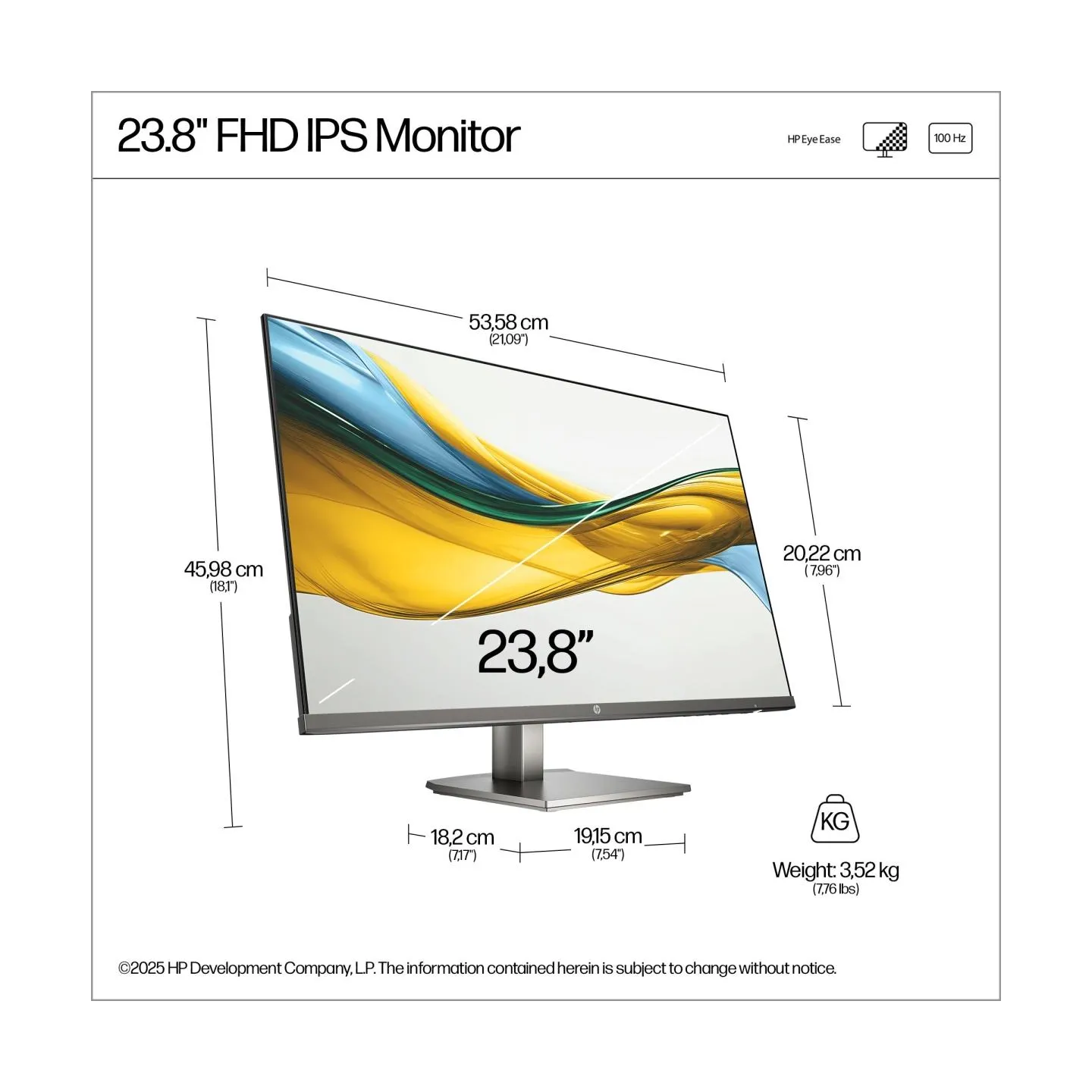 HP LCD Monitor|HP|23.8 "|1920 x 1080 pixels|Full HD|Native aspect ratio 16:9|LCD|Flat|B11W5AT