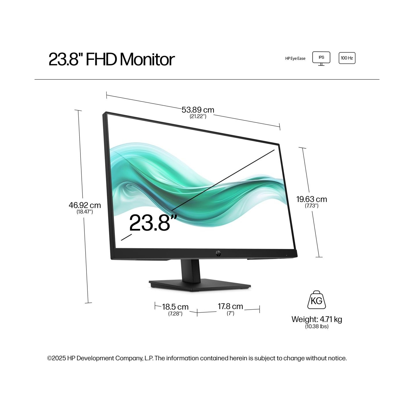 HP LCD Monitor|HP|23.8 "|1920 x 1080 pixels|Full HD|Native aspect ratio 16:9|LCD|Flat|B0BU9UT