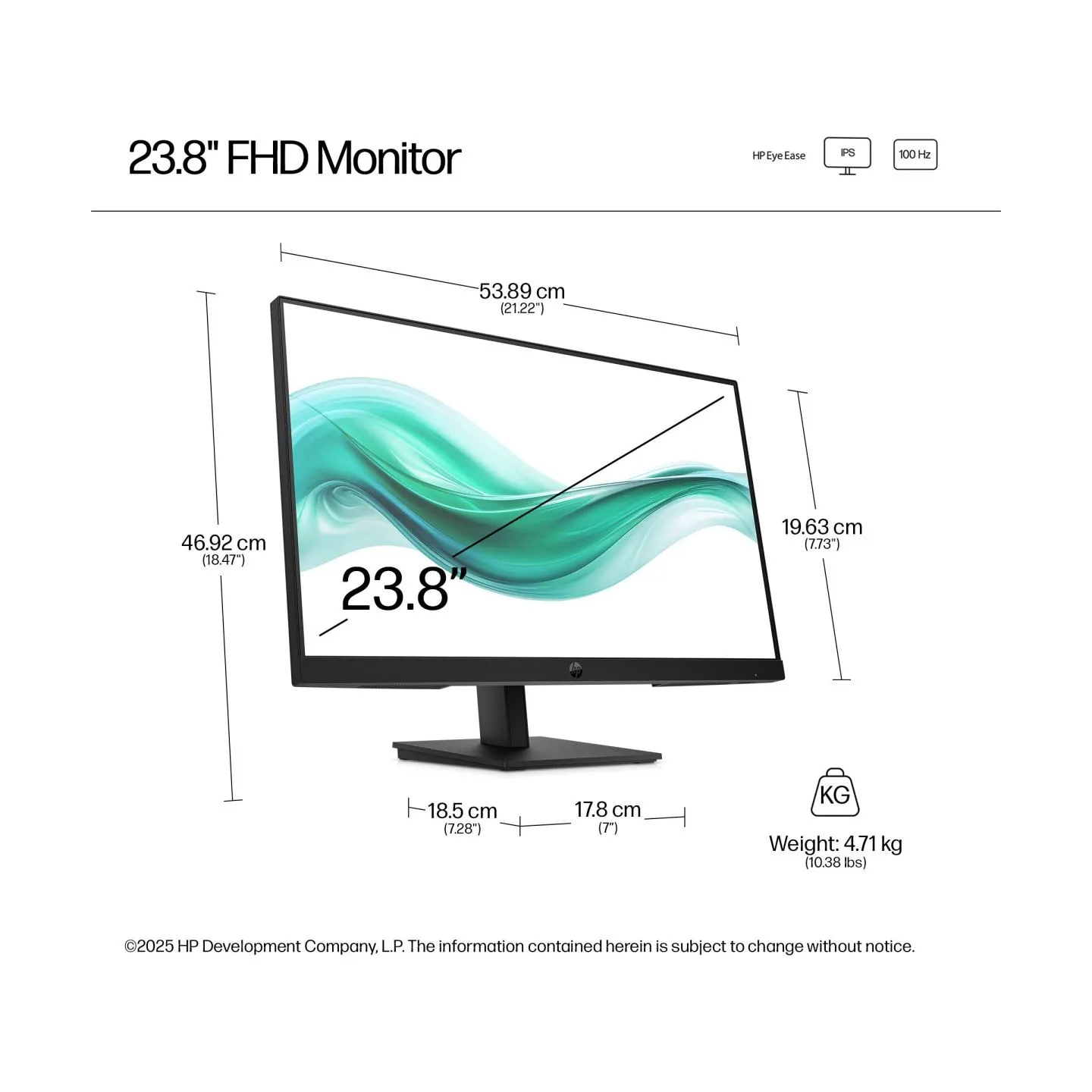 HP LCD Monitor|HP|23.8 "|1920 x 1080 pixels|Full HD|Native aspect ratio 16:9|LCD|Flat|B0BU9UT