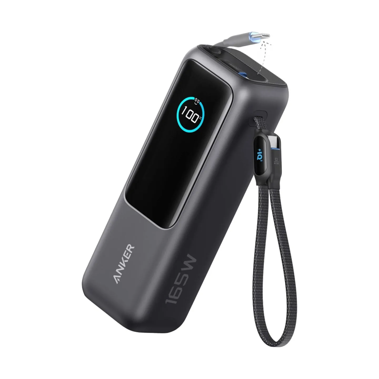 Anker Zolo Powerbank | A1695H11 | 25000 mAh | Built-In USB-C and Retractable Cable) | Grey