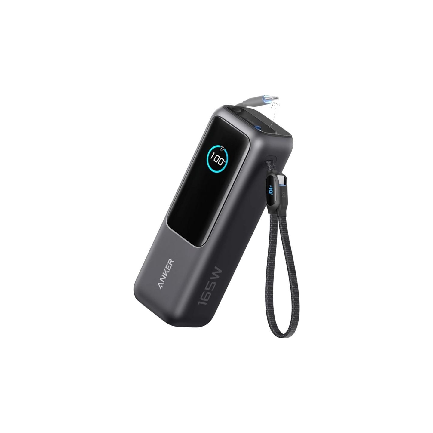 Anker Zolo Powerbank | A1695H11 | 25000 mAh | Built-In USB-C and Retractable Cable) | Grey