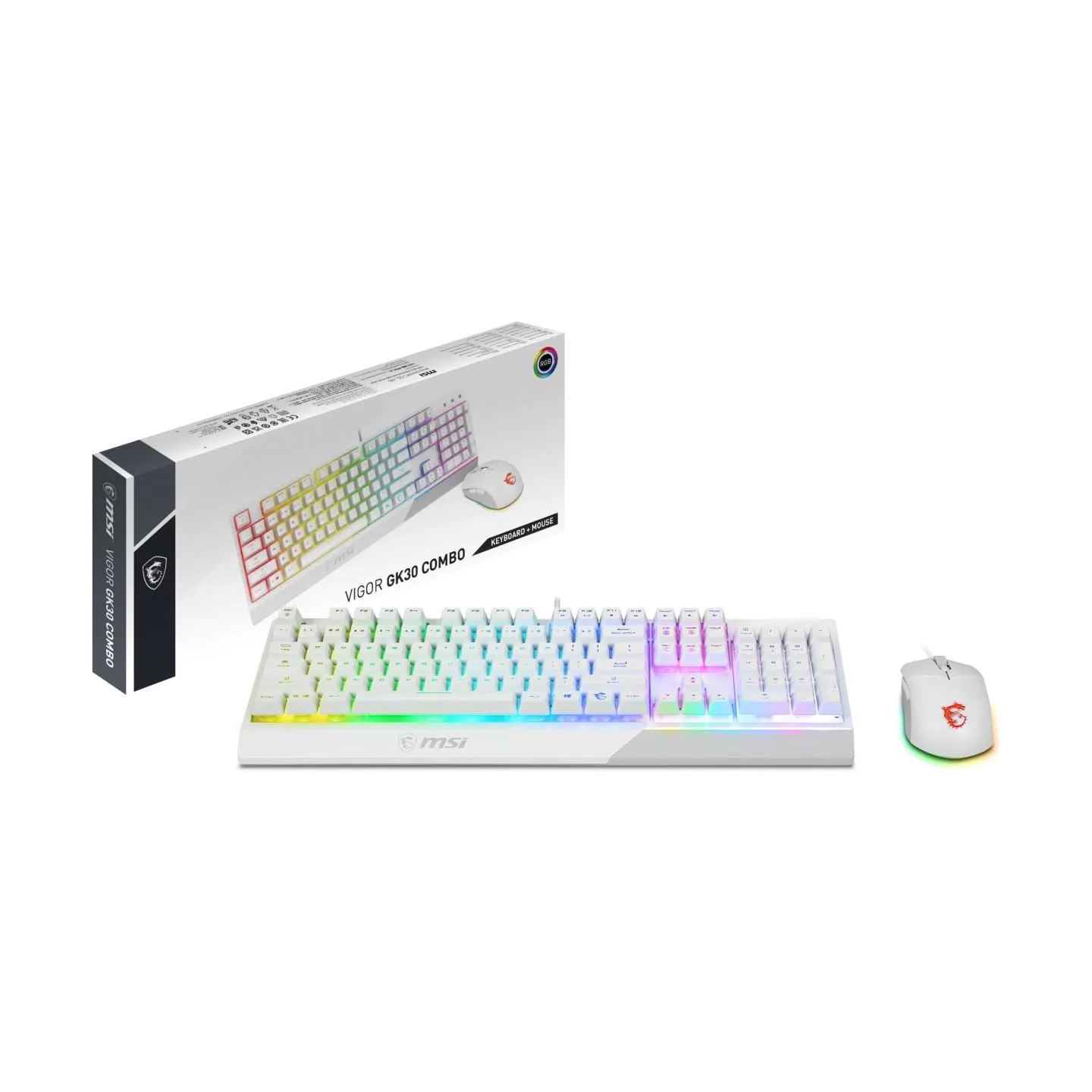 MSI KEYBOARD +MOUSE/VIGOR GK30 COMBO WHITE US MSI
