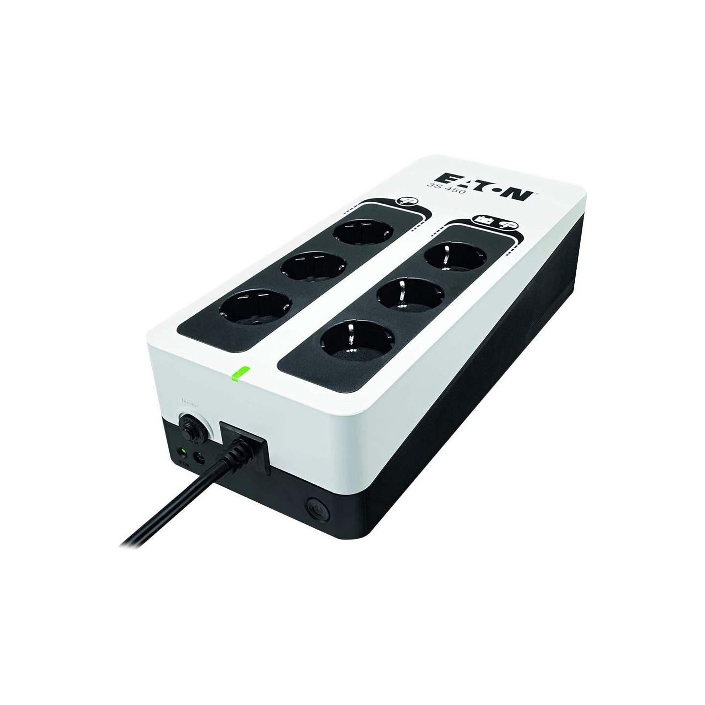 Eaton 3S Gen2 UPS DIN, 450 VA, 270 W, Input: Schuko, Outputs: (3) Schuko, (3) Schuko surge only, Tower | 3S450D